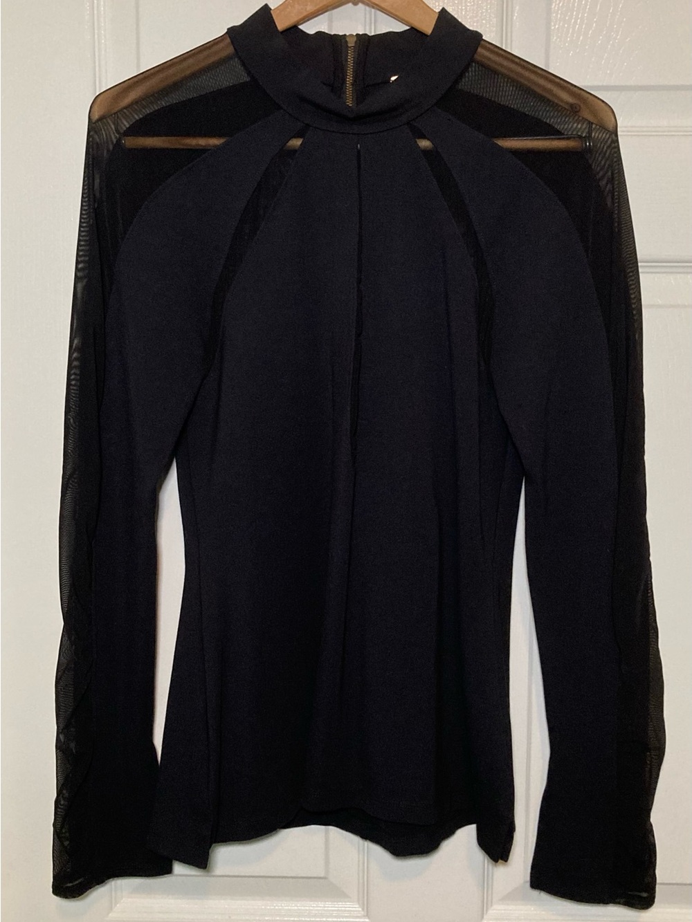 Free People Size L Monarch Black Mesh Long Sleeve Top - Picture 4 of 11